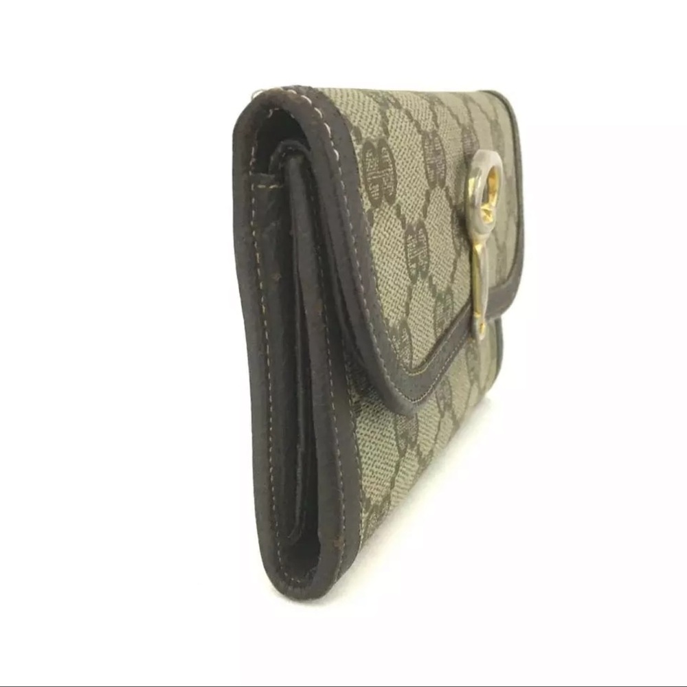 AUTH OLD GUCCI Horse Bit GG Logo Leather Trifold Wallet - Picture 2 of 8